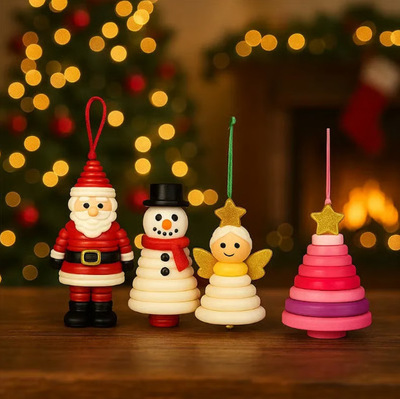 跨境DIY Button Snowman Ornament 雪人圣诞老人纽扣手工挂件礼物