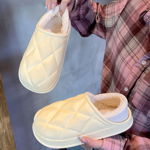 踩屎感棉拖鞋室内居家可爱情侣男女士加绒秋冬季冬天毛绒保暖拖鞋