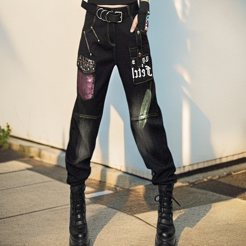 2025秋装新款大码女装宽松显瘦时尚个性工装休闲裤韩版女欧货长裤