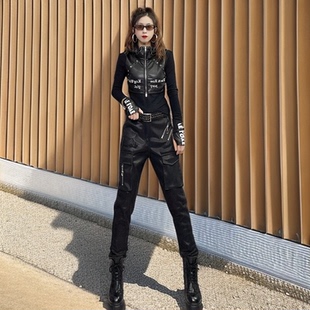 上衣小脚皮裤 欧货潮牌网红款 抓绒假两件长袖 2025年冬季 两件套 套装