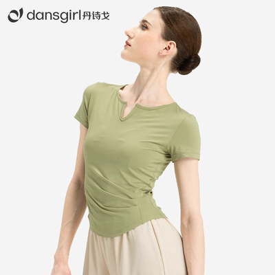 丹诗戈现代舞修身舞蹈上衣V领