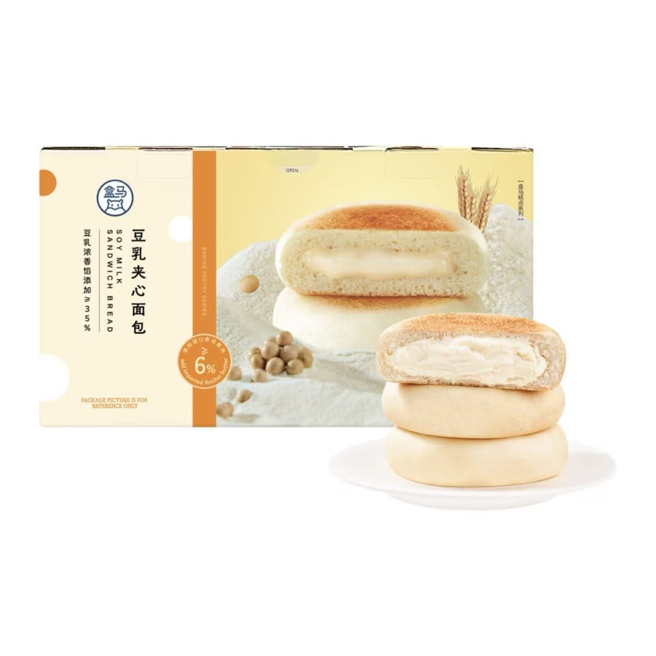盒马豆乳夹心早餐面包蛋糕零食