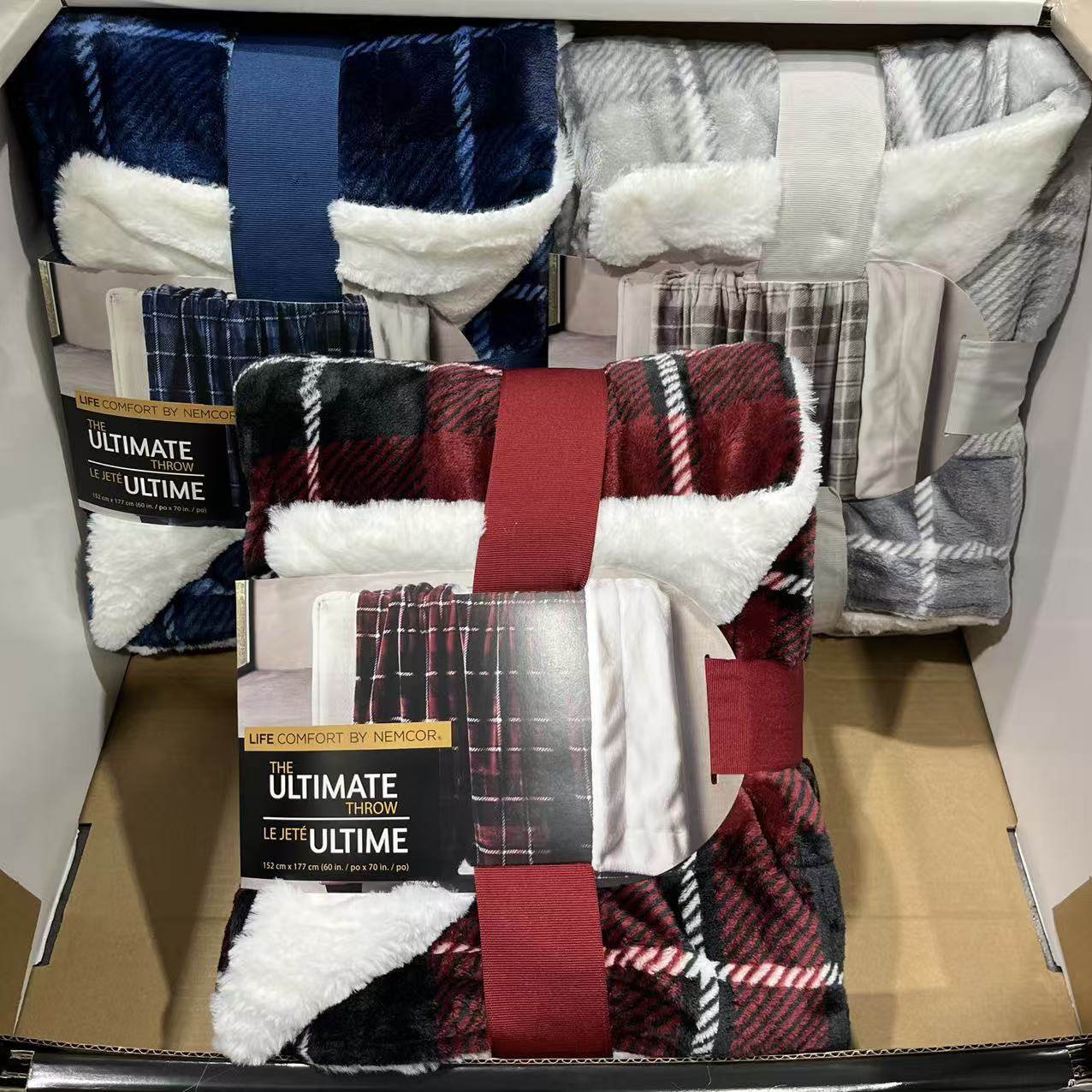 开市客代购Lifecomfort厚绒保暖冬季毛毯休闲盖毯152cm*177cm毯子