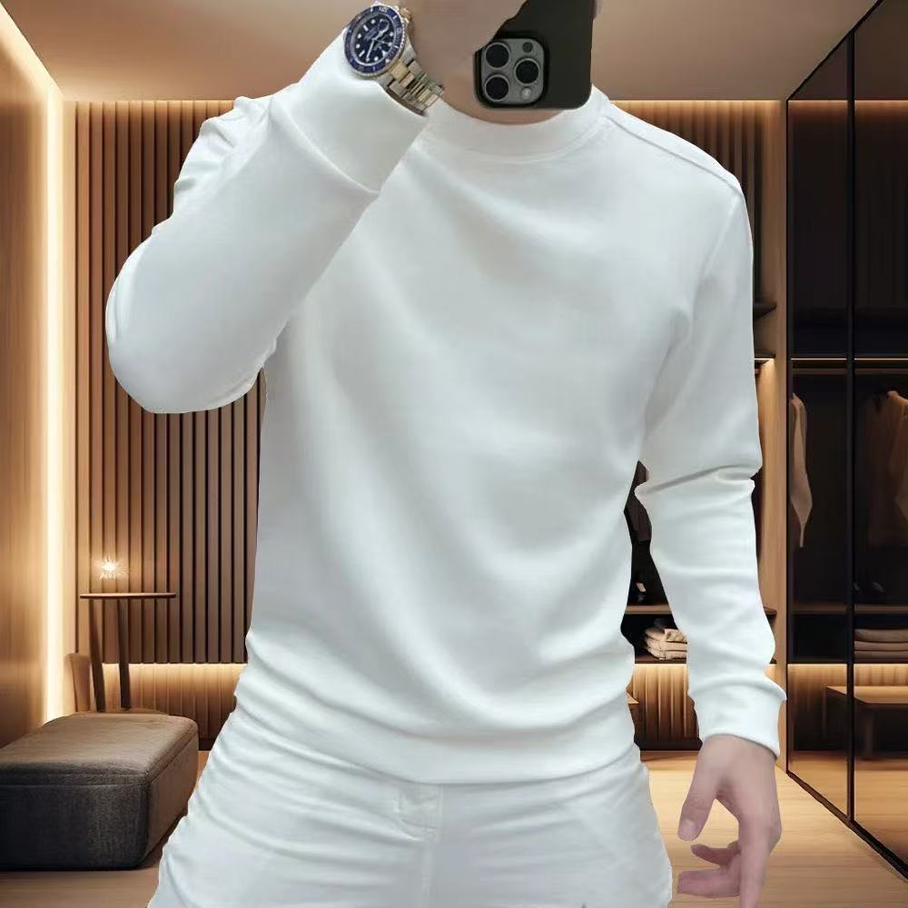 简约纯色内搭加绒卫衣男冬款圆领