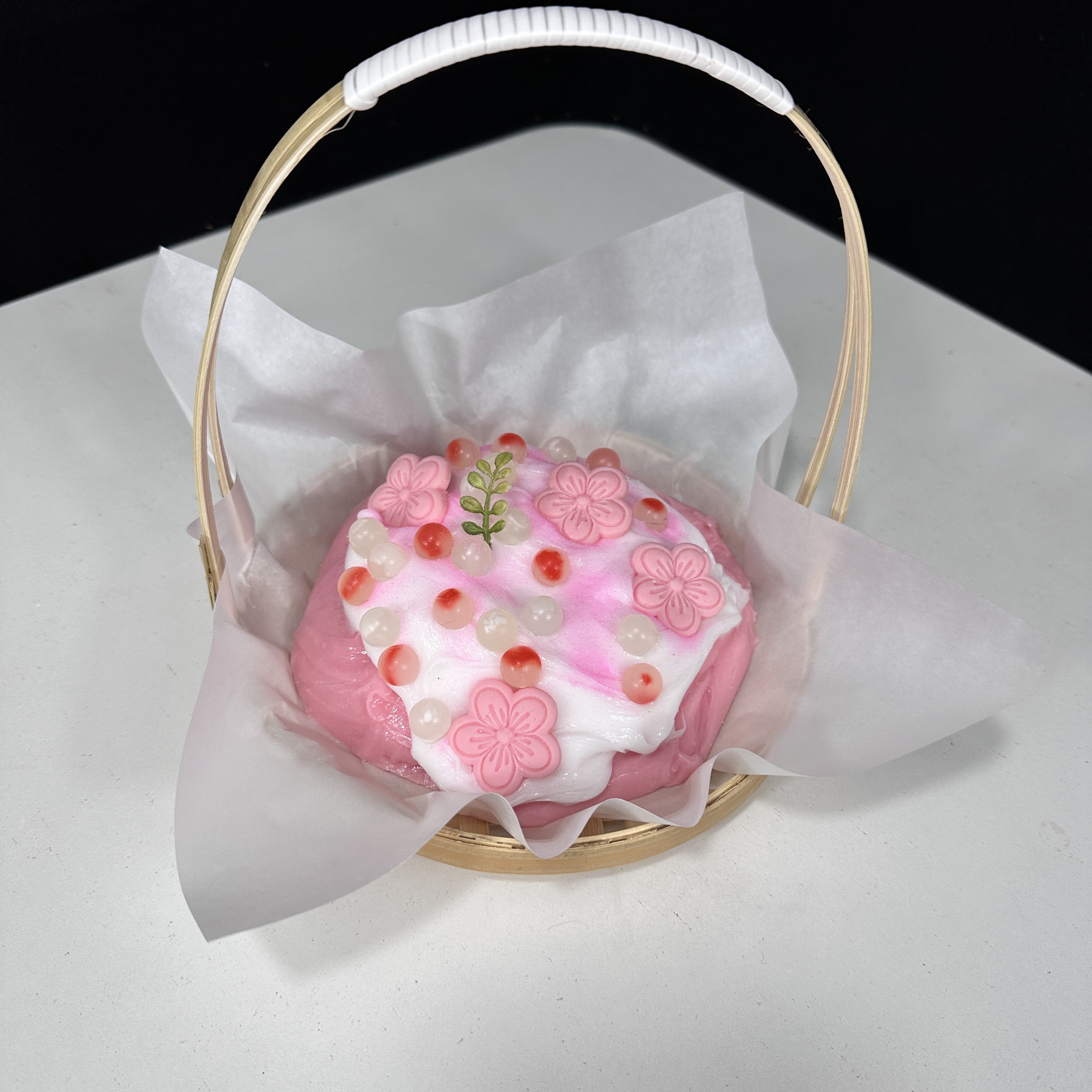 小红书同款手工青提樱花奶豆腐模型仿真奶豆腐模型定制抹茶奶豆腐