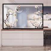 新中式 麋鹿家和福贵艺术玻璃屏风隔断背景墙磨砂透光双面入户玄关