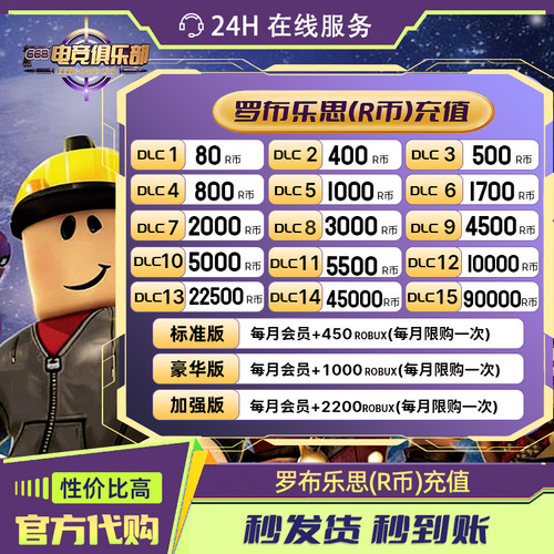 Roblox罗布乐思 会员订阅代充国际服 roblox R币点数充值