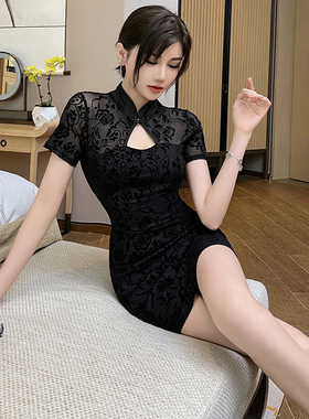 新款名媛改良旗袍夜总会气质连衣裙酒吧KTV柔式工衣沐足spa技师服