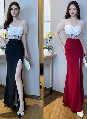 高端气质晚礼服公主服时尚显瘦连衣裙沐足按摩采耳养生会所技师服