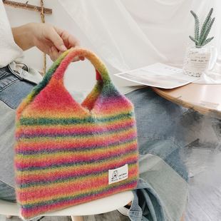 乐编段染羊毛手工包 diy冰岛毛线材料包成品秋冬编织包包礼物棒针
