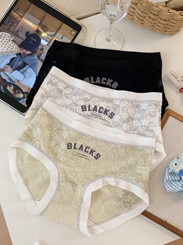 新款蕾丝女士内裤波点10A纯棉档缎面拼接包臀不夹pp透气裤A254