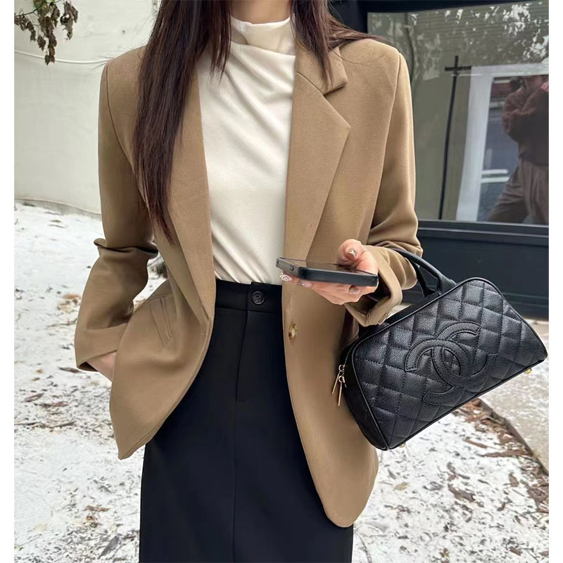 韩版梵客FANKE秋冬薄毛呢西装外套女修身2025设计感潮高级感百搭
