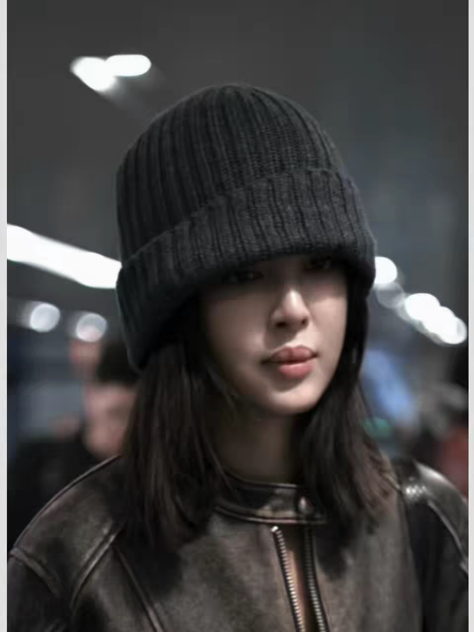 辛芷蕾同款黑色毛线帽子女2026新款百搭纯色加厚针织帽男包头冷帽
