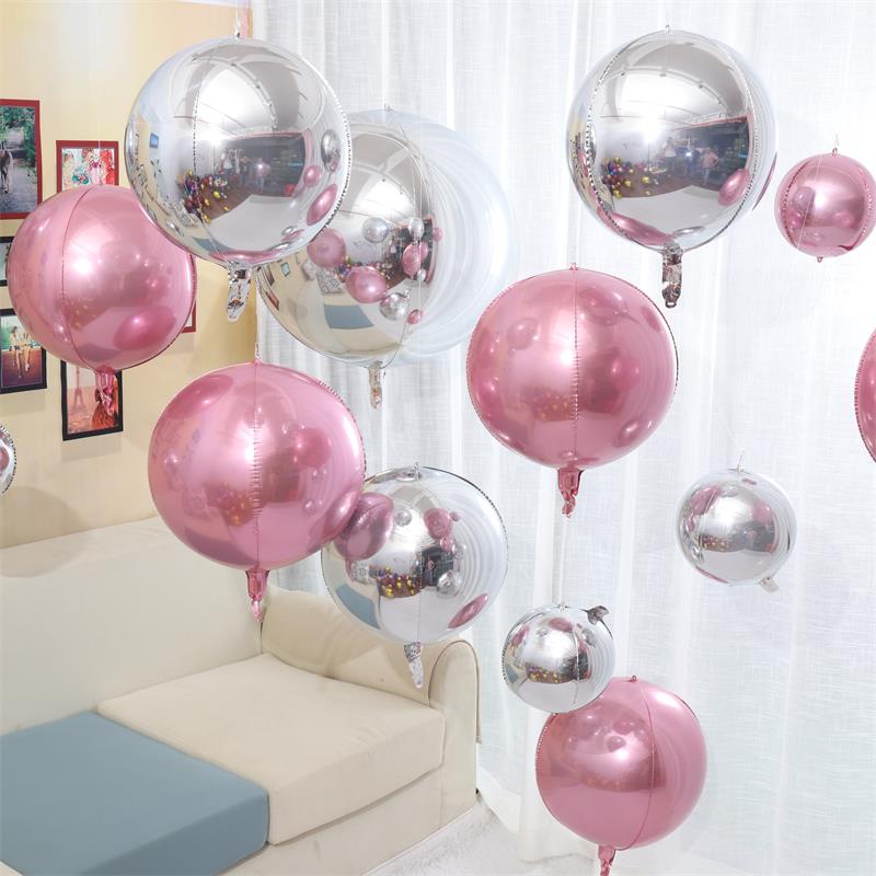 新款22寸4D圆球铝膜气球氦气飘空婚庆户外拍照婚庆生日派对装饰球