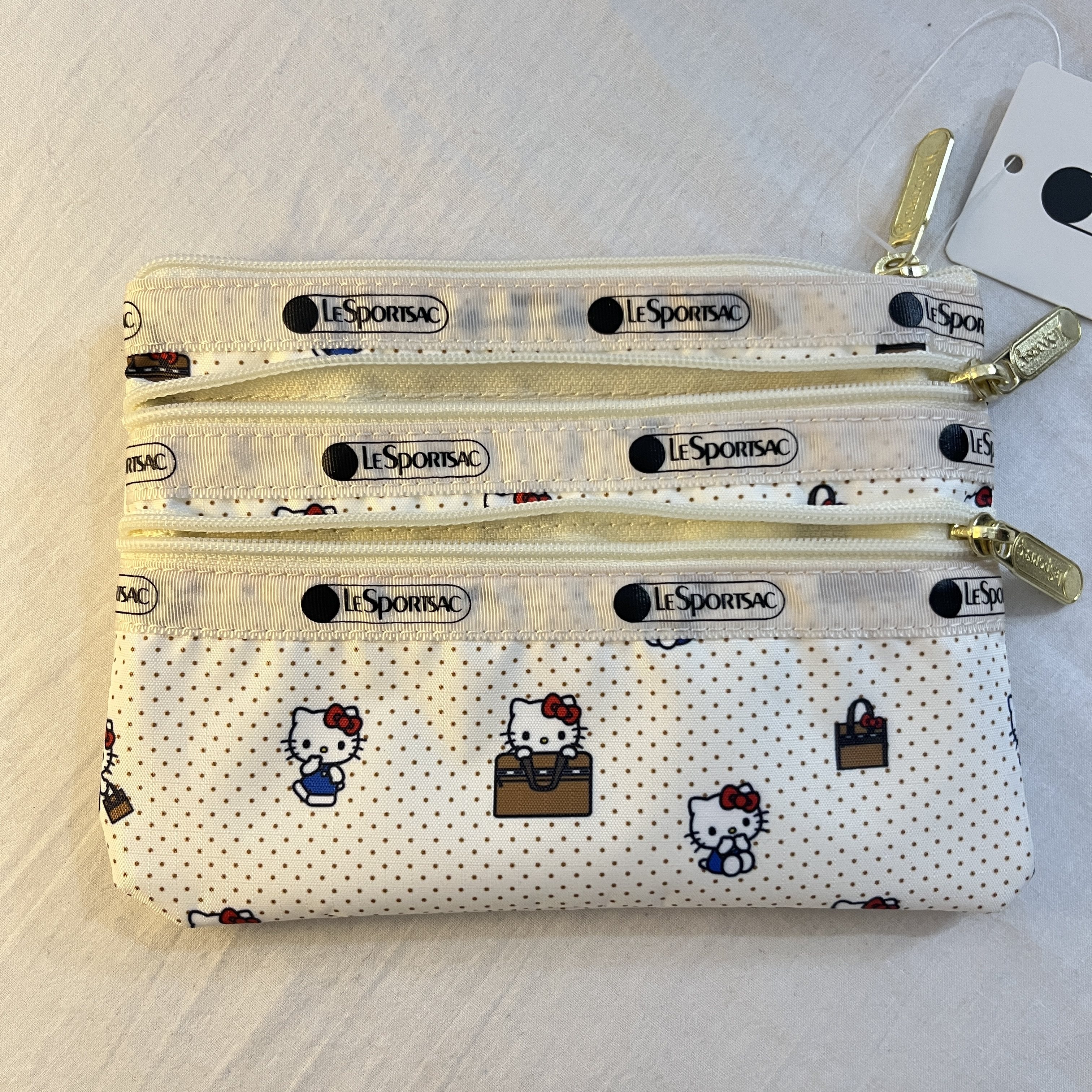 白色满花KT 三拉链零钱包,箱包皮具/热销女包/男包,手拿包,淘宝优惠券,粉丝福利购,淘宝优惠卷