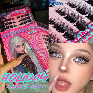 黑珍珠波普少女!轻欧美浓密凌乱毛绒绒分段式假睫毛D翘眼尾拉长