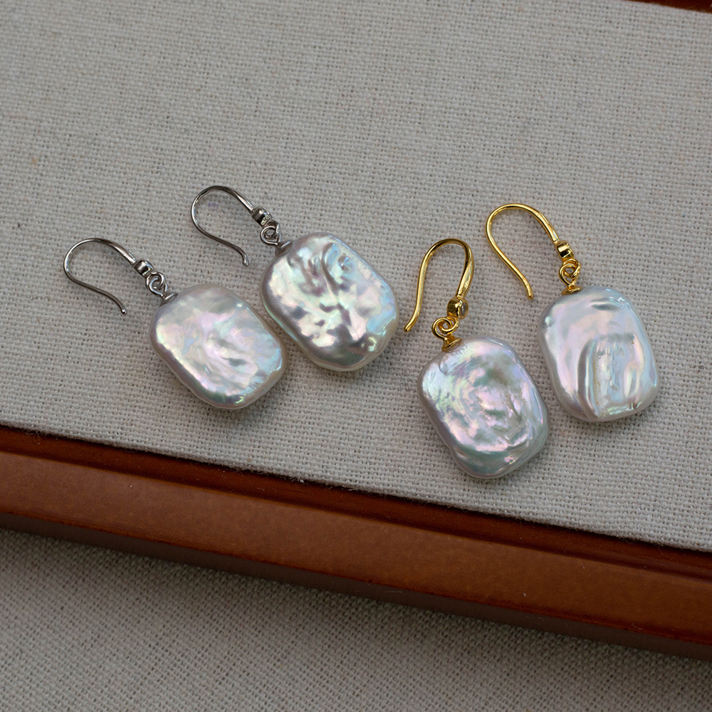 天然淡水珍珠耳饰巴洛克纯银