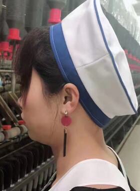 纺织厂女工车间挡车压发帽子纱厂工作帽食品厂卫生防尘防油烟帽