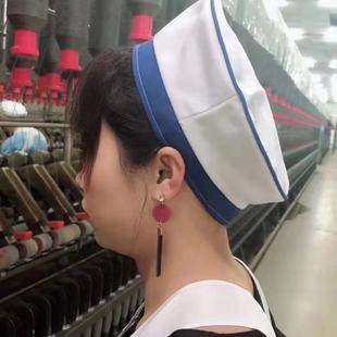 纺织厂女工车间挡车压发帽子纱厂工作帽食品厂卫生防尘防油烟帽