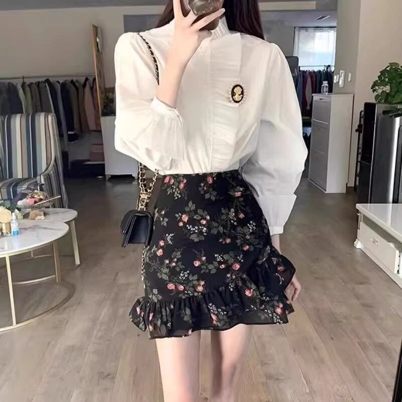 复古碎花半身裙女夏a字裙