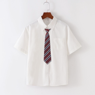 JK领带 超萌衬衫 JK制服正统衬衫 免打领带 奶白 毕业长短袖 哇