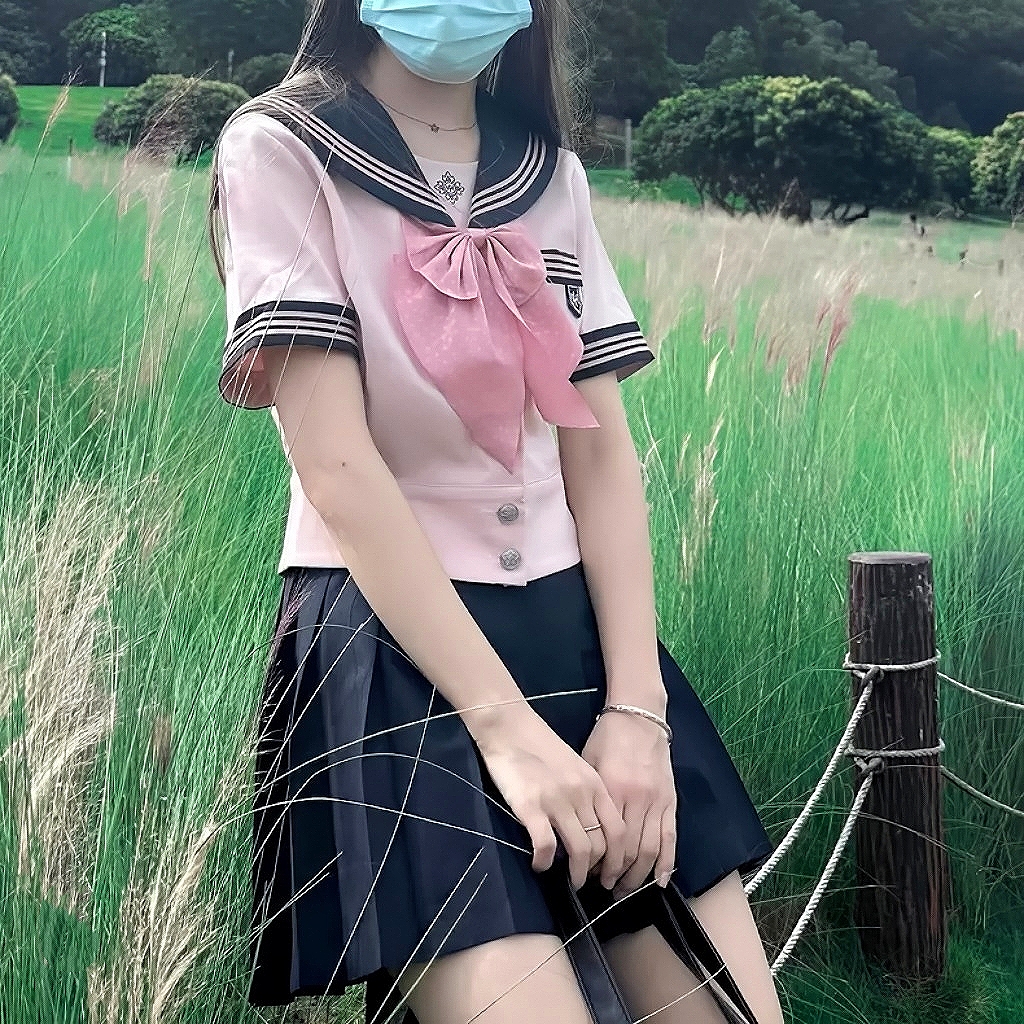 【粉抚蝶】抚蝶女子JK制服水手服甜妹套装百褶裙学院风蓝抚蝶