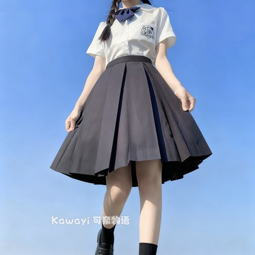55cm正统箱褶裙纯色高腰jk制服