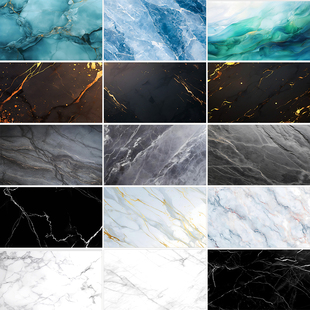 鱼缸背景贴纸高清图3D立体定制大理石背景外贴海底世界造景自粘画