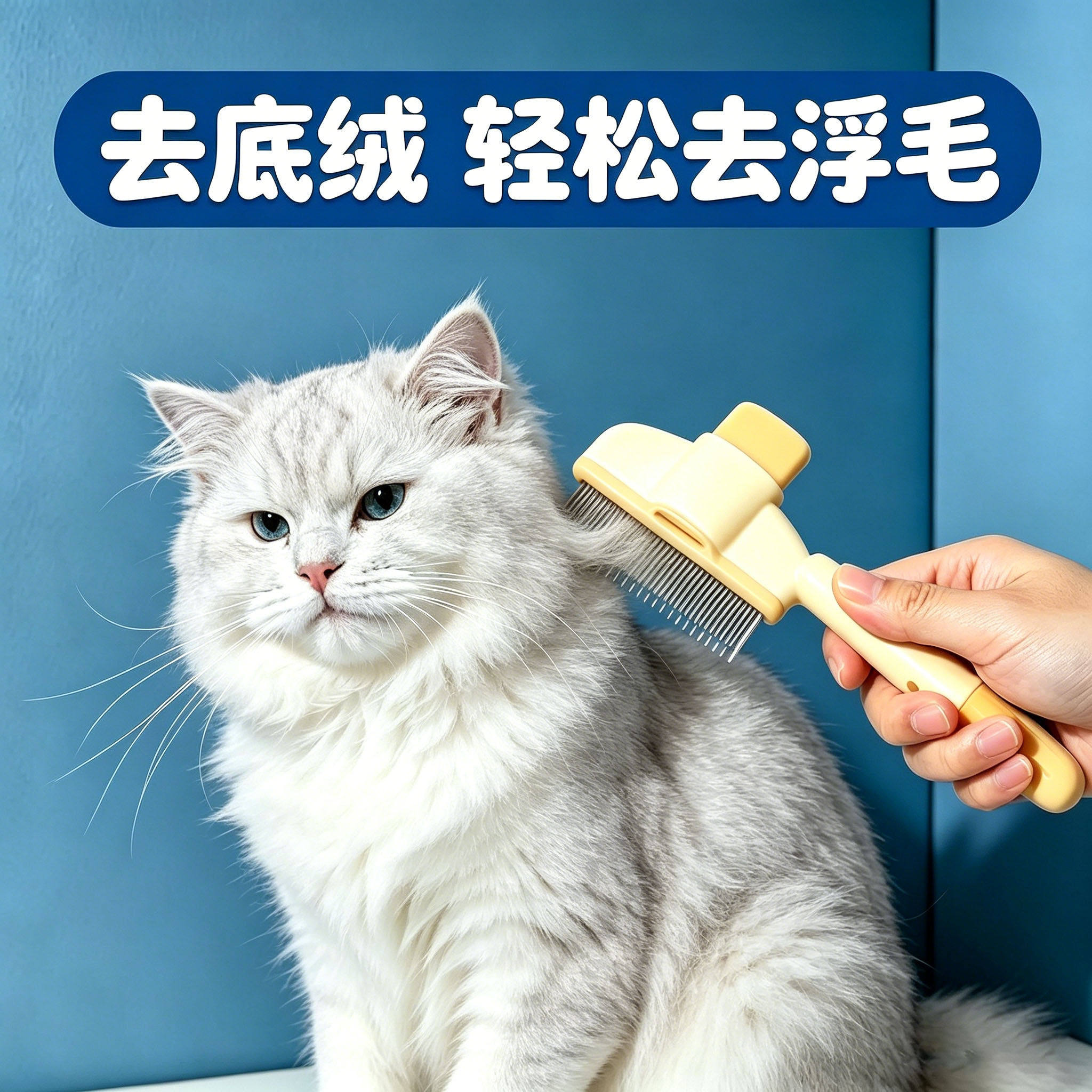 银渐层专用猫咪去底绒梳子小猫梳毛猫宠物幼猫去浮毛梳浮毛器神器