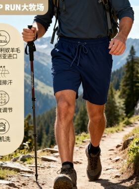 SHEEP RUN大牧场 美利奴羊毛男士短裤吸湿速干透气防臭户外200G