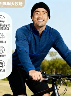 SHEEP RUN大牧场 美利奴羊毛男士340g立领长袖卫衣保暖抗菌除臭