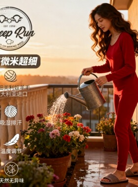 SHEEP RUN大牧场 美利奴羊毛女式保暖内衣裤套装400g厚款抗菌除臭