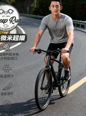 夏SHEEP RUN大牧场美利奴羊毛男17.5微米短袖透气速干徒步T恤