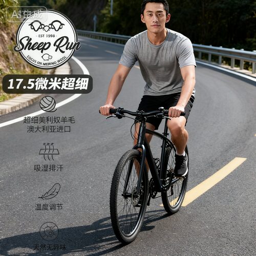 大牧场羊毛运动T短袖速干户外夏