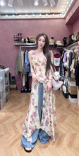 2024春夏季 预 韩国设计师纯欲度假风多萝西玫瑰吊带连衣裙 新款