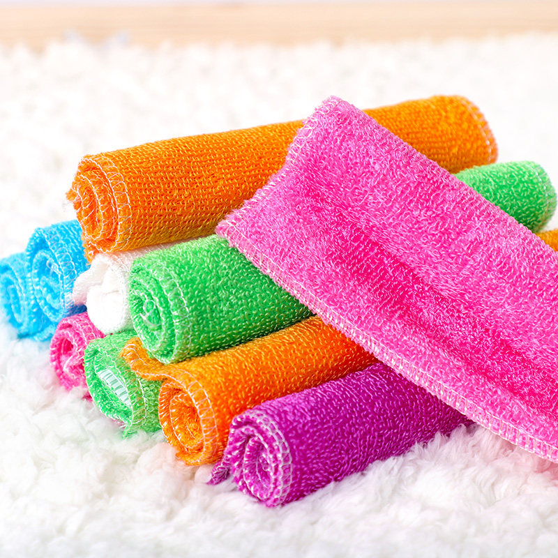 6条装包邮 竹纤维不沾油不掉毛洗碗巾 家用刷碗巾厨房清洁百洁布