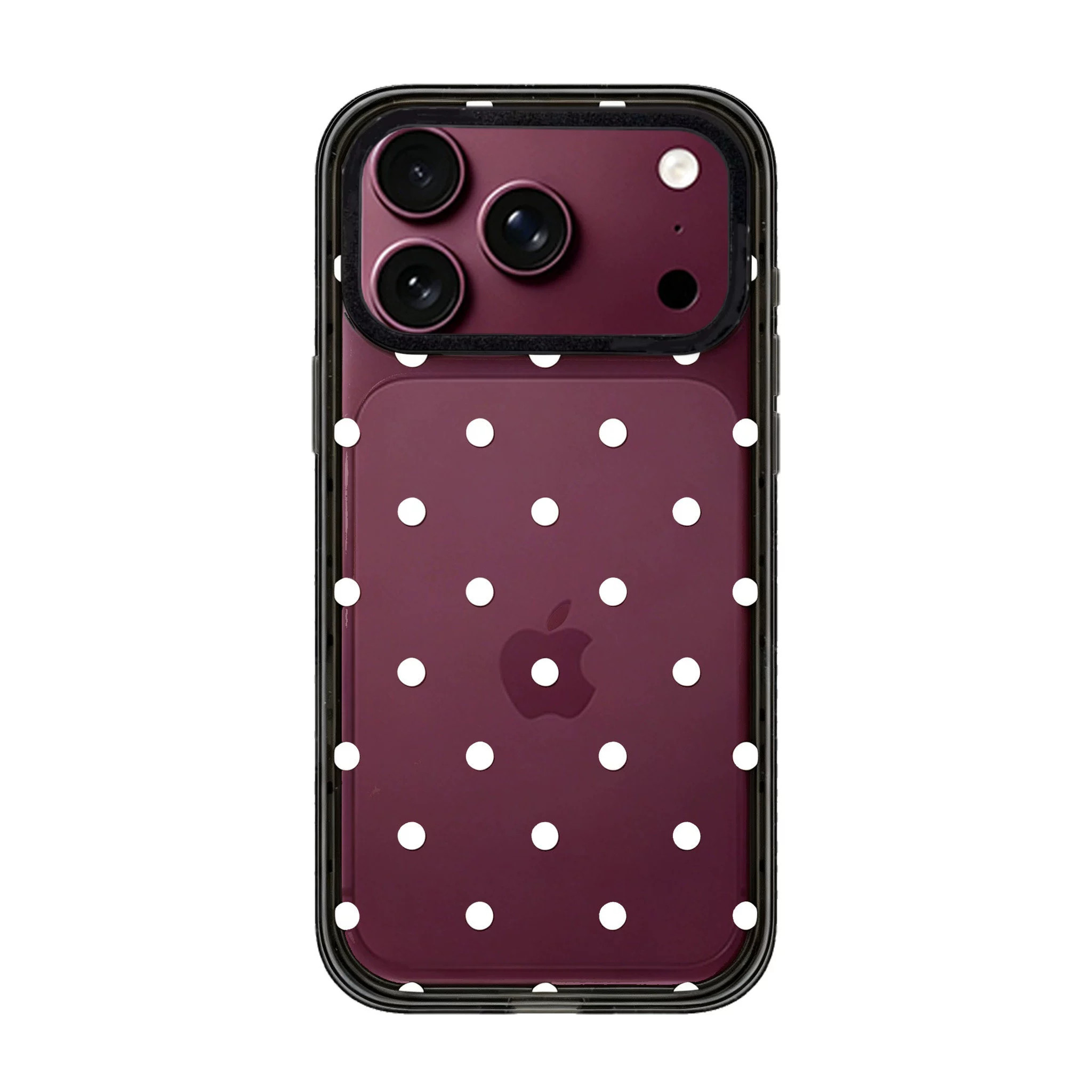 【韩国代购】勃艮第红樱桃红酒红白色波点适用iphone18/17promx手机壳苹果16/15pro外壳苹果14/13磁吸Magsafe
