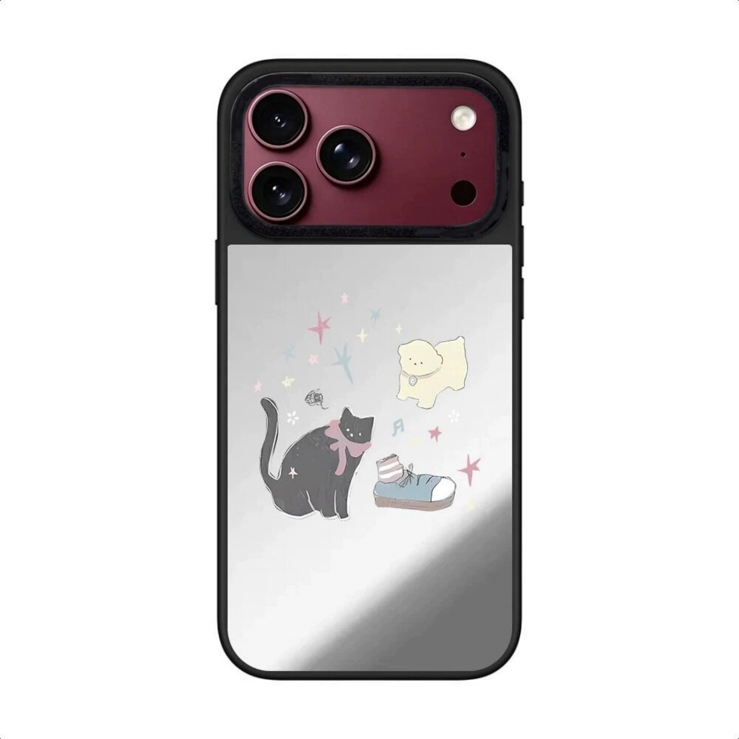 【韩国代购】新款镜面黑猫篮球鞋适用iphone18/17promx手机壳苹果16/15pro防摔外壳苹果14/13磁吸Magsafe情侣