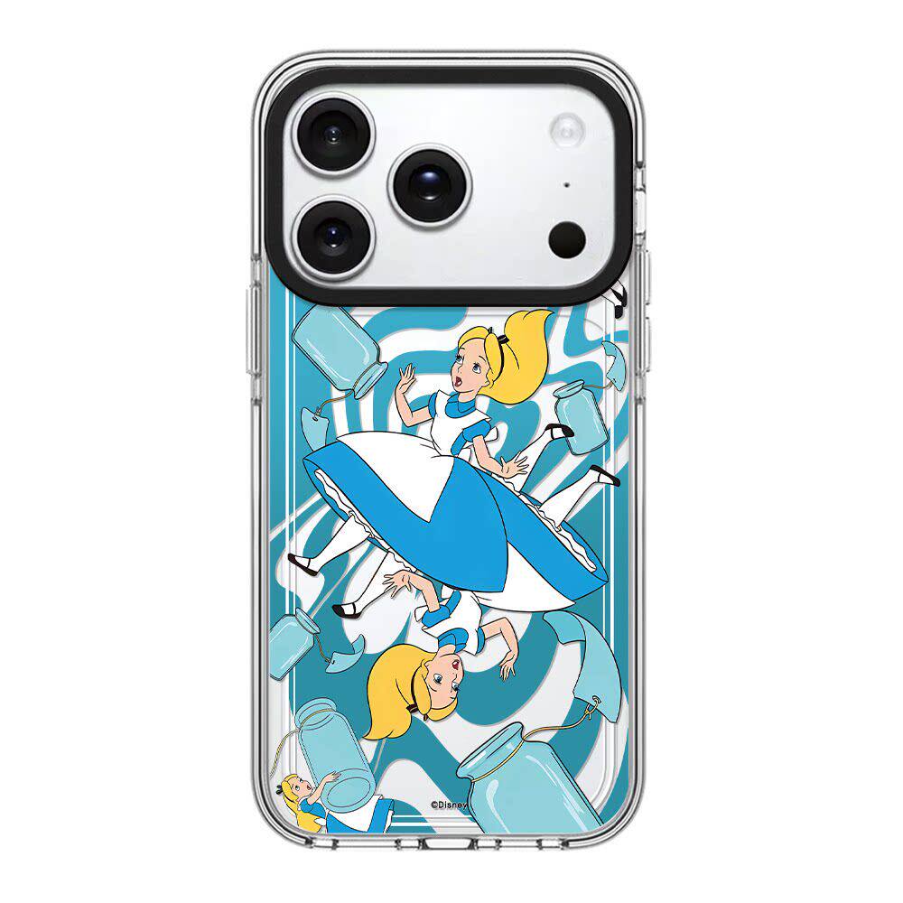 【韩国代购】白边透明爱丽丝漂流瓶适用iphone17手机保护壳苹果17/16/15promax镜面14pro/plus磁吸Magsafe苹 - 实物图