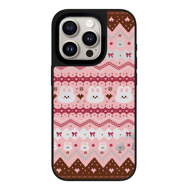 【韩国代购】圣诞雪花兔子头像适用苹果17/16promax手机壳iphone15plus防摔镜面14/13/12pro保护磁吸Magsafe
