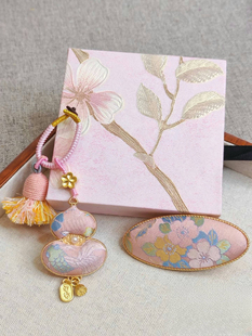 非遗宋锦纯手工双面随身镜上久楷钱小萍等名家真丝宋锦布料