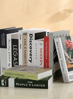 假书仿真书装饰品样板房网咖书房桌面摆件英文简约现代道具书盒