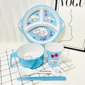 卡通玉桂狗防摔儿童碗专用餐具套装 带把手碗环保宝宝吃饭分格餐盘