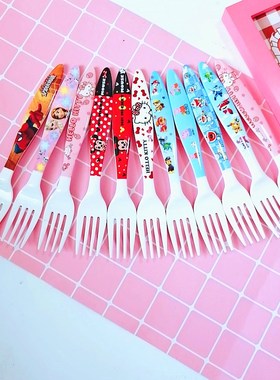 密胺可爱儿童卡通餐具叉子宝宝汤勺婴幼儿学吃饭家用水果单只叉子