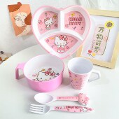 卡通宝宝分格餐盘食品级儿童辅食吃饭碗幼儿园家用盘子把手碗杯勺
