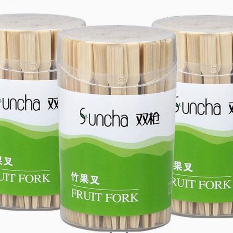 竹子牙签双枪果签环保一次性