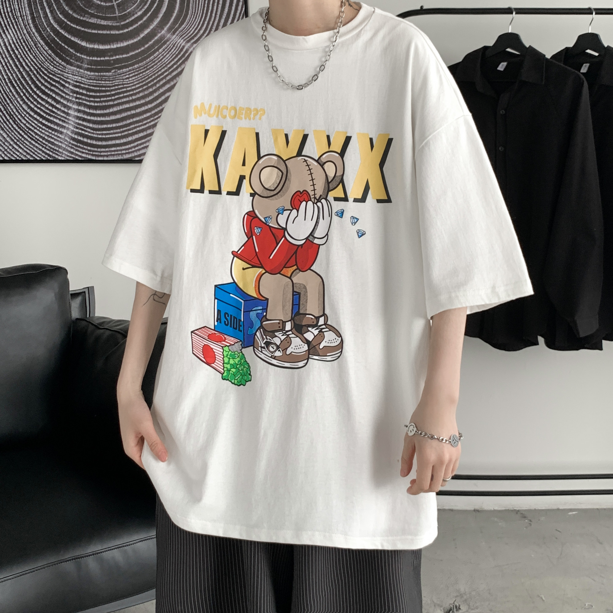 夏季新款学生情侣t恤圆领宽松休闲青少年纯棉短袖M,男装T恤,星座805 (原301D-3)