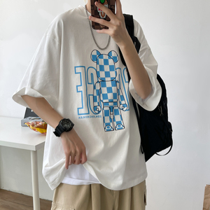 22夏季新款克莱因蓝T恤短袖港风中性情侣印花纯棉Z02图片
