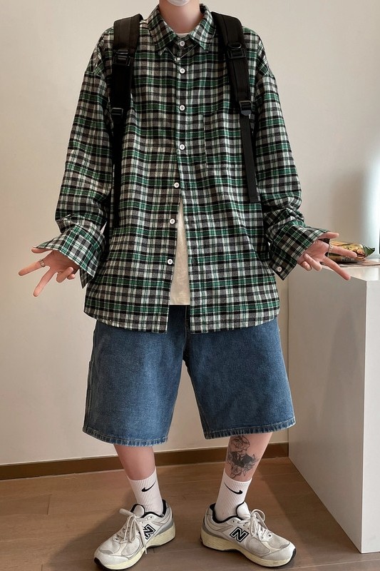 2022春季新款格子衬衫情侣中性百搭ins风C11,男装T恤,星座805 (原301D-3)
