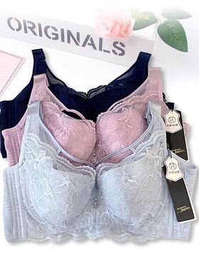 纤妍新款大胸显小软钢圈调整型全罩杯薄款CDE杯蕾丝内衣BW0583